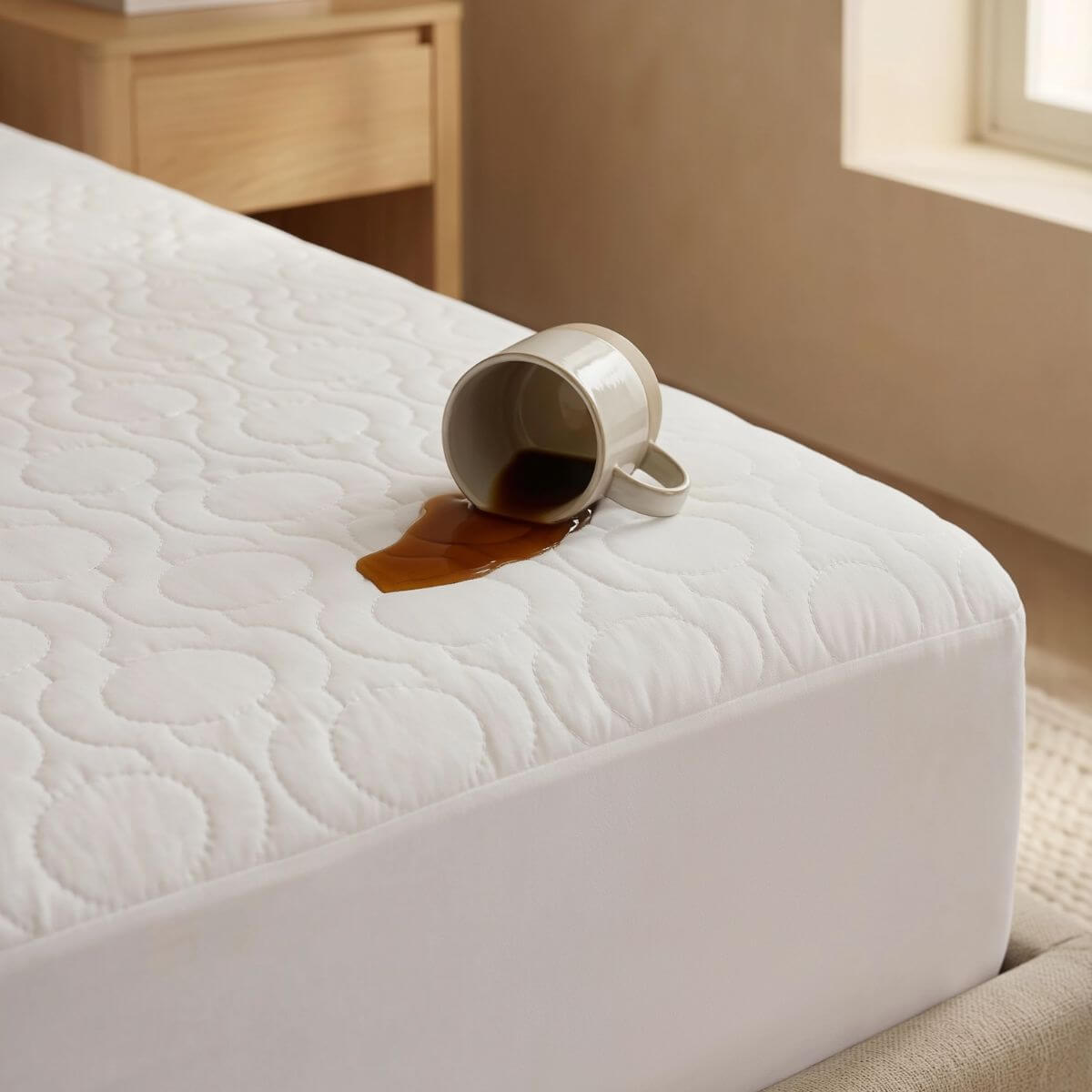 מגן מזרן ברולי מכותנה עם כיסוי מלא לגובה המזרן, להגנה יעילה מנוזלים ולשמירה על מזרן נקי