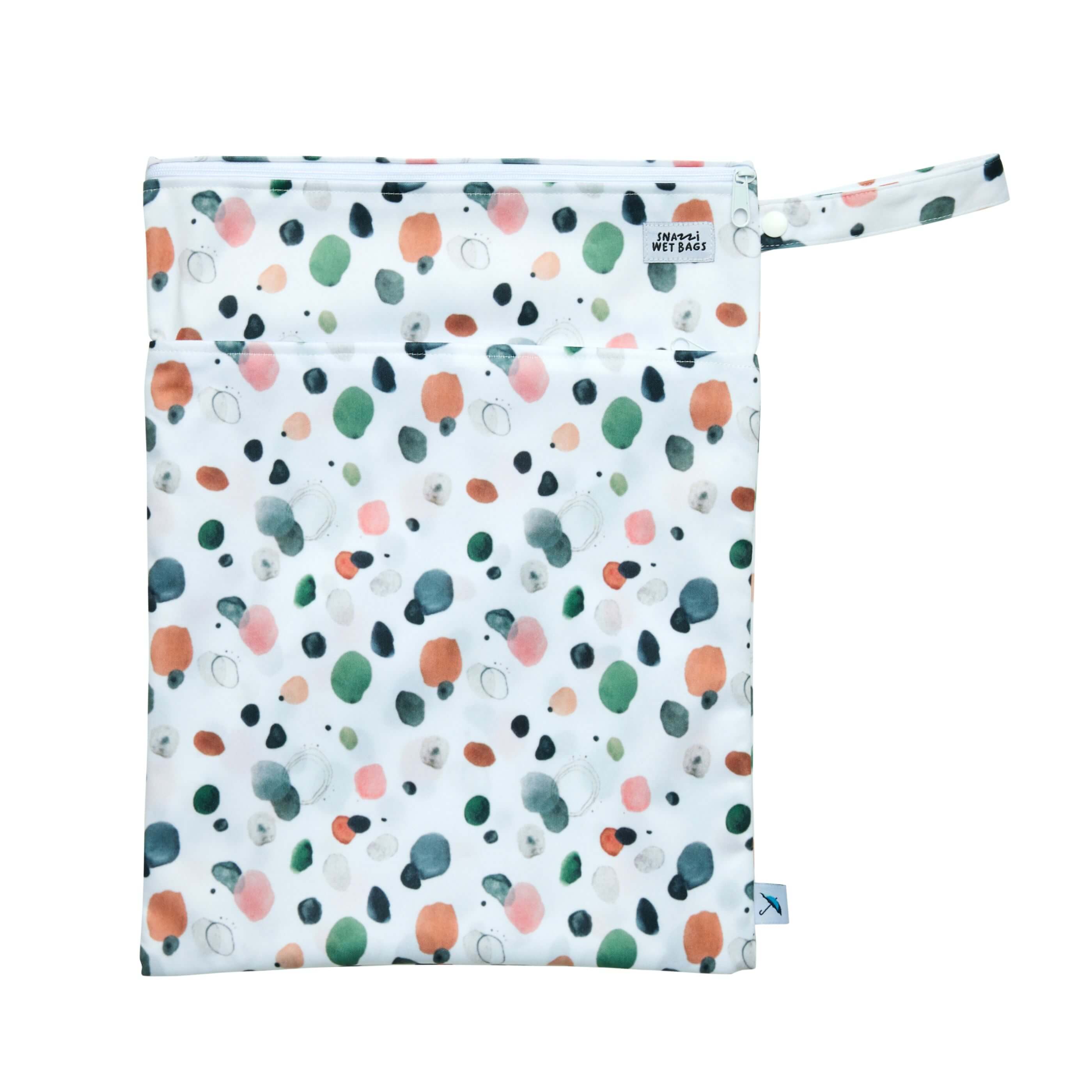SNAZZIBAG - תיק לבגדים רטובים, 2 תאים - דגם נקודות אקוורל